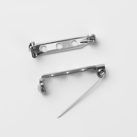 The base for brooches, 3 holes, 27 mm, 10 pcs, silver color-3