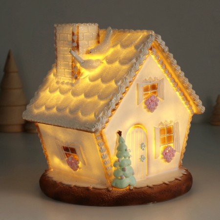 Souvenir Polystone Light "Gingerbread House with Patterns, with birds" 16.5x16x17 cm