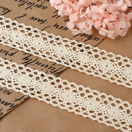 Knitted lace, 38 mm × 15 ± 1 m, beige color-1