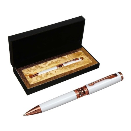 Gift handle, ball "Kronos" in the leatherette case, rotary, white body with gold-1
