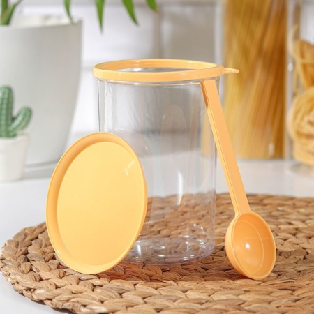 Bank for bulk products, 700 ml, with a spoon, color mix-1