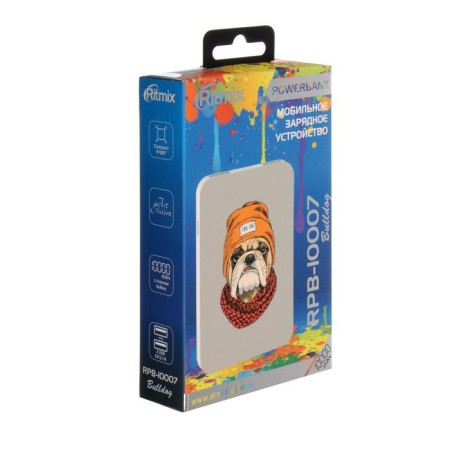 External battery Ritmix RPB-10007, 10,000 mAh, 2xUSB, 2.1 A, bulldog-4