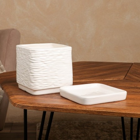 Flower pot "Square", white, ceramics, 1.5 l, 1 variety, Iran-2