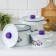 Set of pan “violet”, 3 subjects: 2 l, 3.5 l, 5.5 l, enameled covers, induction, color mix