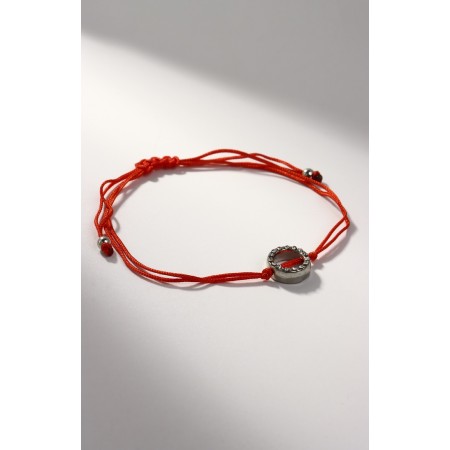 Bracelet-reinforcing "Red thread" YOUR DAILY LIFE Circle with rhinestones, white color in silver, 7 cm-1