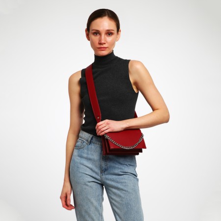 Women's bag Textura, messenger, small size, burgundy color-7