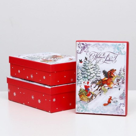 A set of boxes 3 in 1 "Troika", 21 x 29 x 9 - 18 x 26 x 6 cm