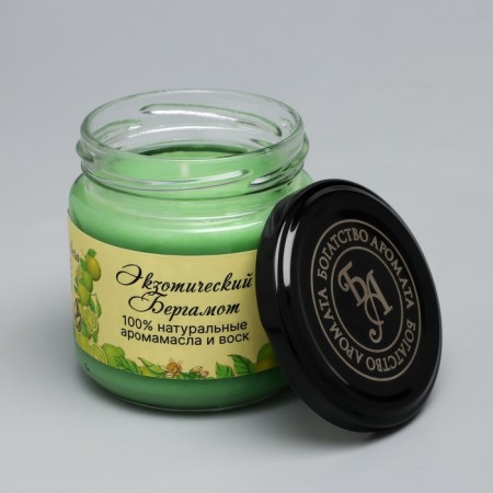 Natural eco candle "Exotic bergamot", green, 7x7.5 cm, 14 hours-1
