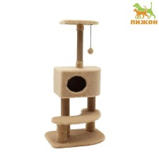 Complex for cats with a claw, corner, 3x-level, 58 x 48 x 117 cm, beige