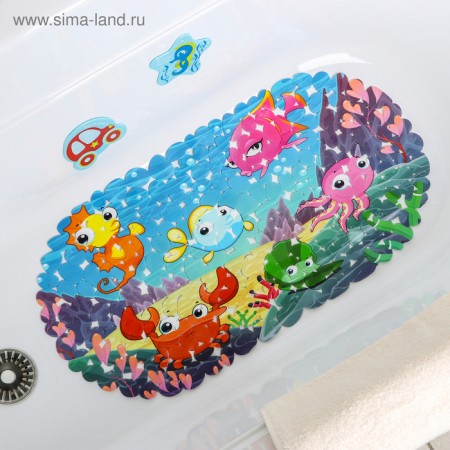 The rug anti -slip into the bathtub on the suction cups “Bright Pisces”, 35 × 68 cm, pebbles-5