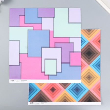 Scrapbooking paper bilateral "bright geometry" density 180 g 30.5x32 cm-1
