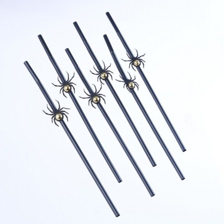 The tubes for the cocktail "Black Spiders", in the set 6 pcs., With gold-1