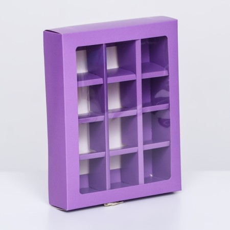Box for sweets, 12 pcs, lilac, 19 x 15 x 3.6 cm