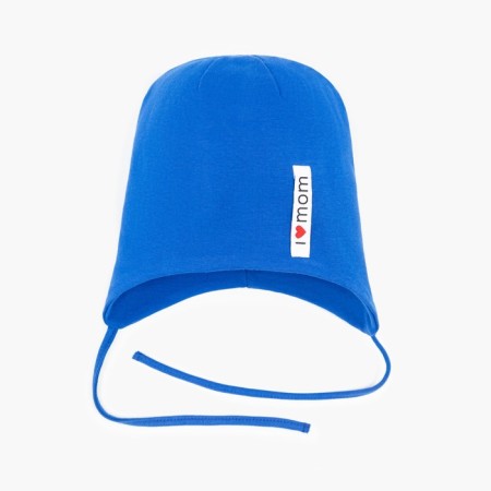 Spring children's hat, cornflower color/I love MOM, size 50-54-1