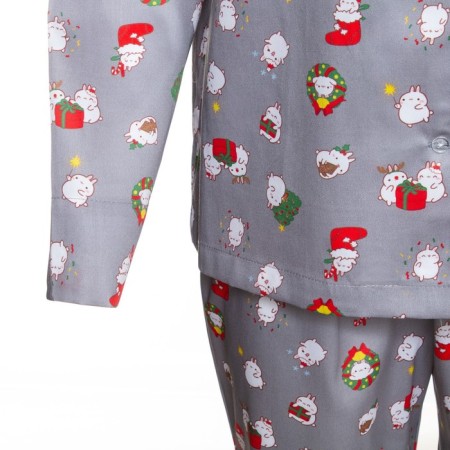 Pajama New Year's Women's kaftan bunny, gray color, size 40-42-14