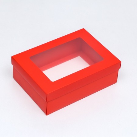 Folding box "red", with a window, 21 x 15 x 7 cm-1