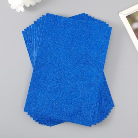Foamiran glitter 2 mm, 20x30 cm, blue-1