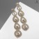 Hanging earrings with grace rhinestones, drops of trio, white color in gold, 9 cm