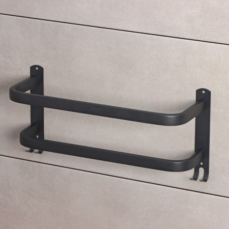 Holder for towels double, 39.5 cm, 2 hooks, stainless steel, black color-2