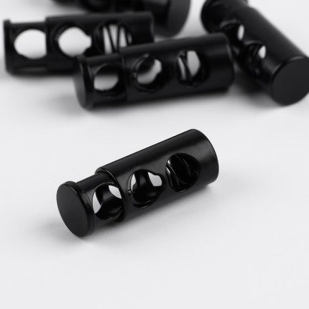 Club for the cord, double, d = 5 mm, 9 × 25 mm, 5 pcs, black color