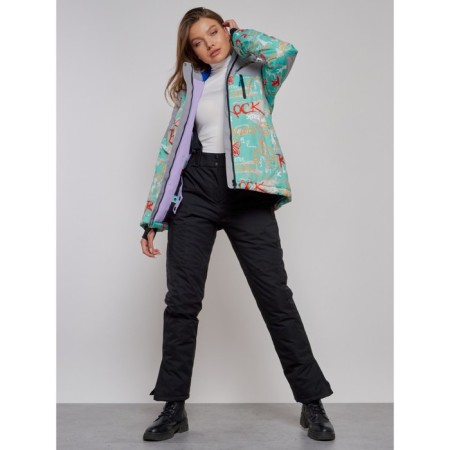 Ski jacket female winter, size 44, turquoise color-13