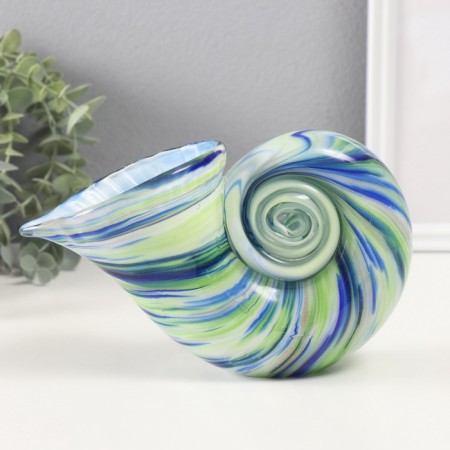 Suvenir glass "Sea striped shell" green-blue 9x20x12 cm-3