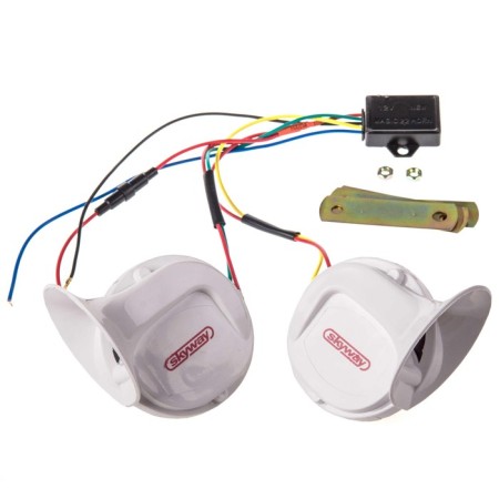 Sound signal Skyway 017 Snail, D = 90 mm, 12 V, 105 DCB, Steel/Plastic, White, 2 pcs, S07601017