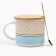 Ceramic mug with a lid and spoon "Geometry", 470 ml, beige color