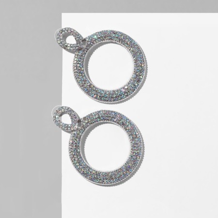 Hanging earrings with rhinestones “Eden” Ring, Rainbow in silver, 6.5 cm-4