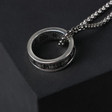 Pompeii pendulum of the Pompeii ring on the thread, the color is black silver, 70 cm