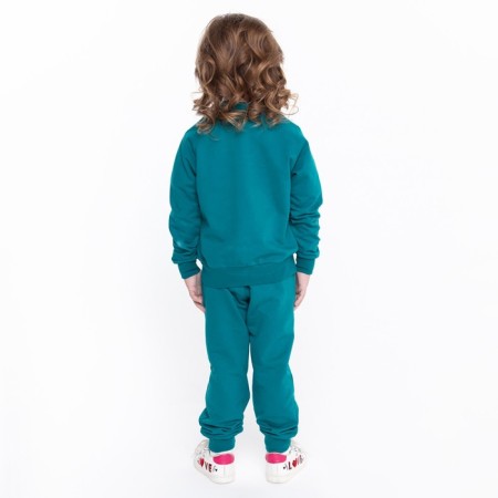 Kit (sweatshirt, trousers) for a girl, emerald color, height 110 cm-3