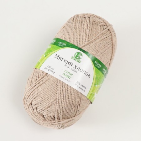 Yarn "soft cotton" 70% cotton, 30% nylon 220m/100g (beige St. - 006)-1