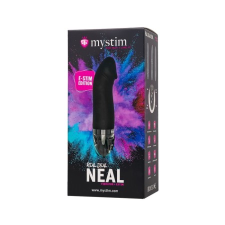Vibrator Mystim Real Deal Neal with electrical stimulation, 16.5 cm, silicone, black color-12