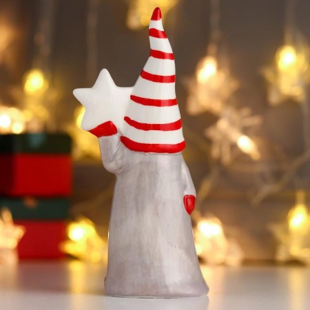 Souvenir Ceramics "Santa Claus, gray caftan, striped cap, with an asterisk" 16.5x6x6.5 cm-3
