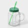 Glass mug with Homemade lid, 450 ml, green color