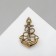 Brooch "Anchor" retro, white color in black gold