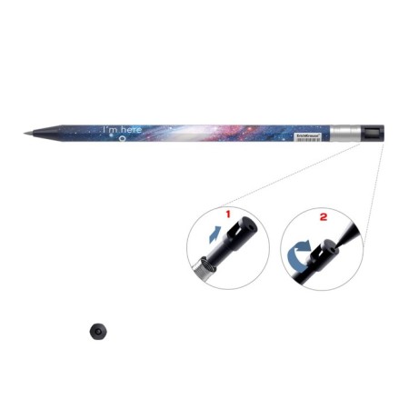 Mechanical pencil HB, 2.0 mm, Erichkrause Colortouch Space, with a sharpener, "Soft-Touch" case with design-1