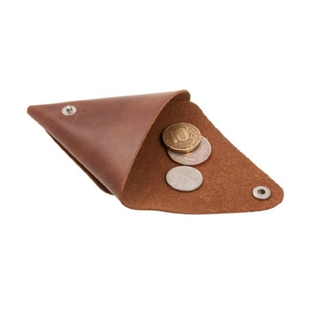 Case for coins on the button, brown color-1