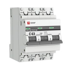 Выключатель автоматический EKF mcb4763-3-63C-pro 3п, 63А, 4.5кА
