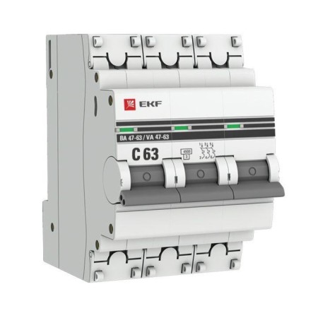 Circuit breaker automatic EKF MCB4763-3-63C-PRO 3P, 63A, 4.5ka