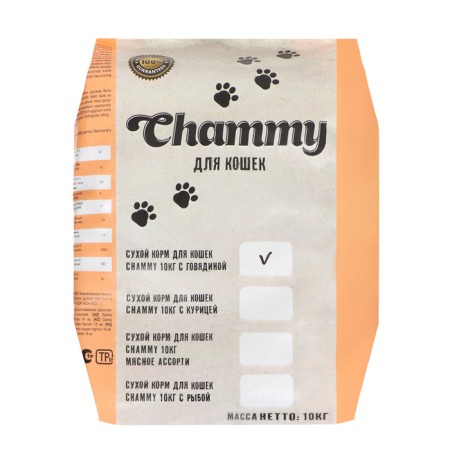 CHAMMY dry food for cats, with beef, 10 kg