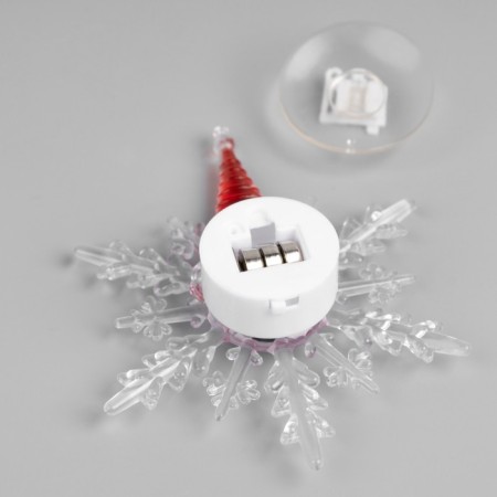 LED toy on Velcro "Snowflake with a snowman" 13 cm, batteries Lr44x3, glow of multi-5