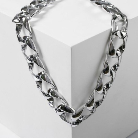 Necklace "Ground chain" square weaving, silver color, 50 cm