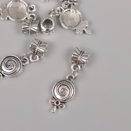 Bale with a suspension metal for creativity "candy on a stick" silver 2.7x1 cm