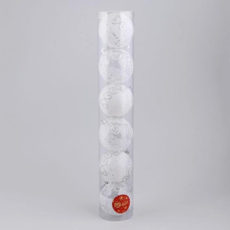 Set of balls plastic D-8 cm, 6 pcs "openwork curls" white-1