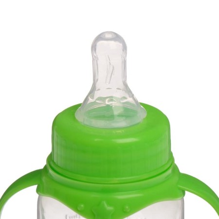 A bottle of feeding "Fox Sonya", a classic throat, with handles, 150 ml, from 0 months, color green-3