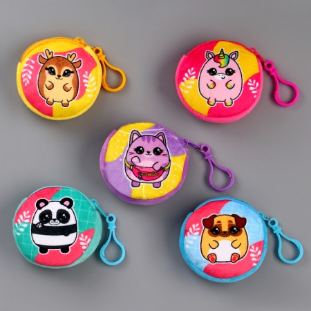 Kid wallet for a girl in the showbox "Beasts", plush, color mix-1