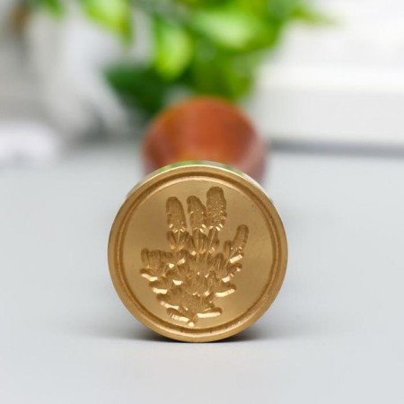 Printing for wax with a wooden handle "Algae" 9x2.5x2.5 cm-1