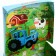 Folding gift box with 3D, blue tractor, 15x15x7 cm