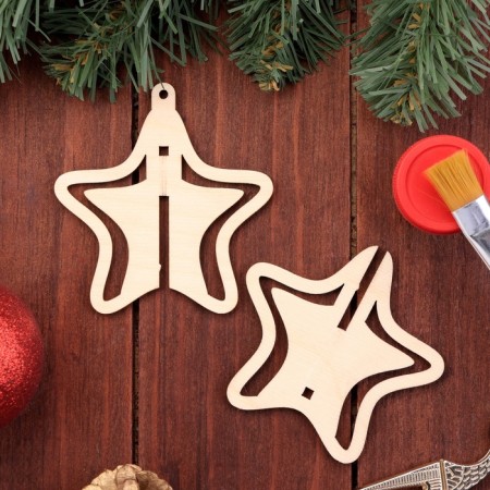 Wooden toy on the Christmas tree "Figure", type 3, voluminous, 8x8.5x8 cm-1